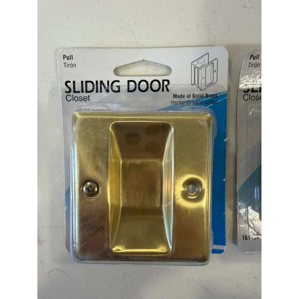 Slide-Co 161494 Solid Brass Sliding Closet Door Pulls Polished Gold Lot of 2